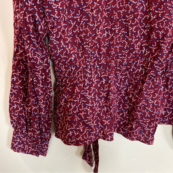 Talbots NWT Crossover Blouse Maroon Tie Waist Size Large - Picture 7 of 7